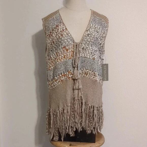 NWT Multiples Laganlook knit cardigan vest size M - Picture 1 of 7